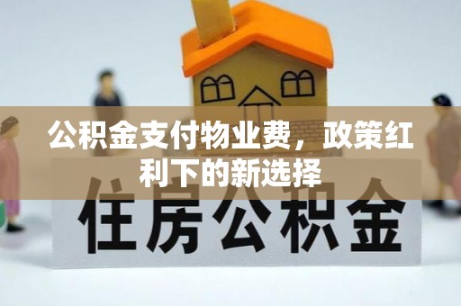 武陵公积金支付物业费，政策红利下的新选择