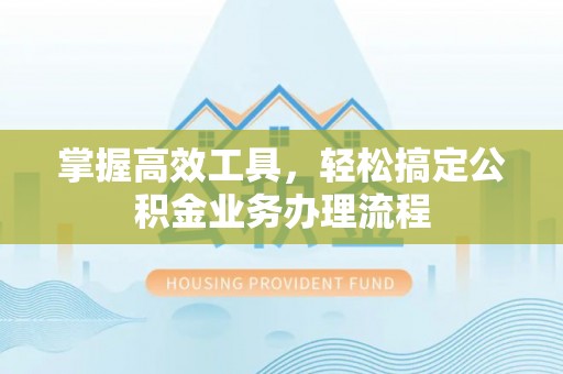武陵掌握高效工具，轻松搞定公积金业务办理流程